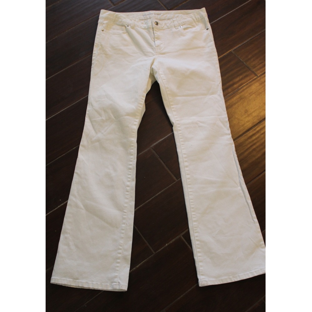 MICHAEL KORS White Bootcut Jeans Women's Size 8 Cotton Blend Flare Leg